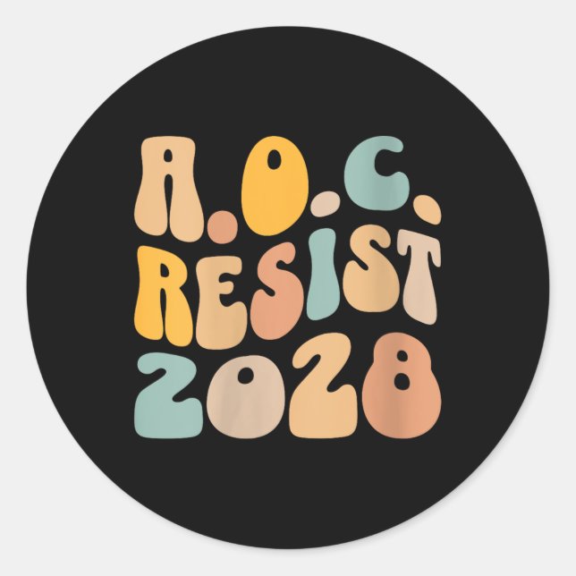 Frauen zum AC 2028 für Präsident Resist Wavy Alexa Runder Aufkleber (Vorderseite)