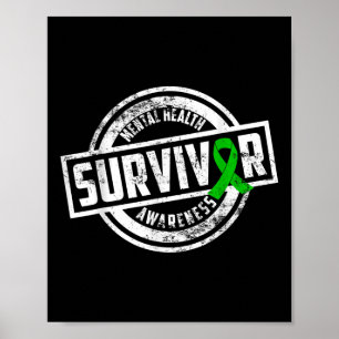Frauenband Grün Mental Health Survivor Bewusstsein Poster