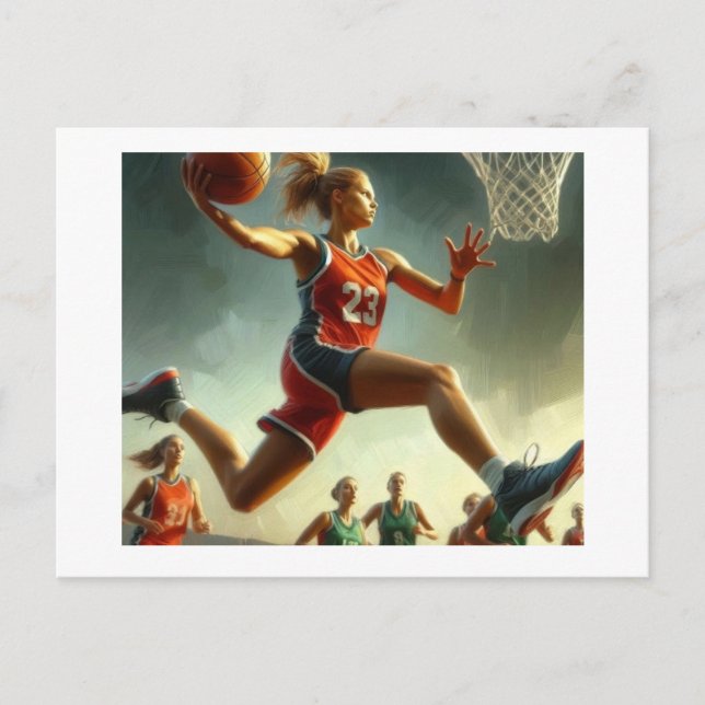 Frauenbasketball, Postkarte (Vorderseite)