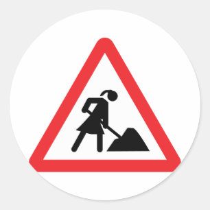 Frauenbau Gebäudestandort warnsign Runder Aufkleber