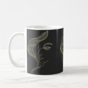 Frauenblatt Elegante Linienkunst Profil Kaffeetasse