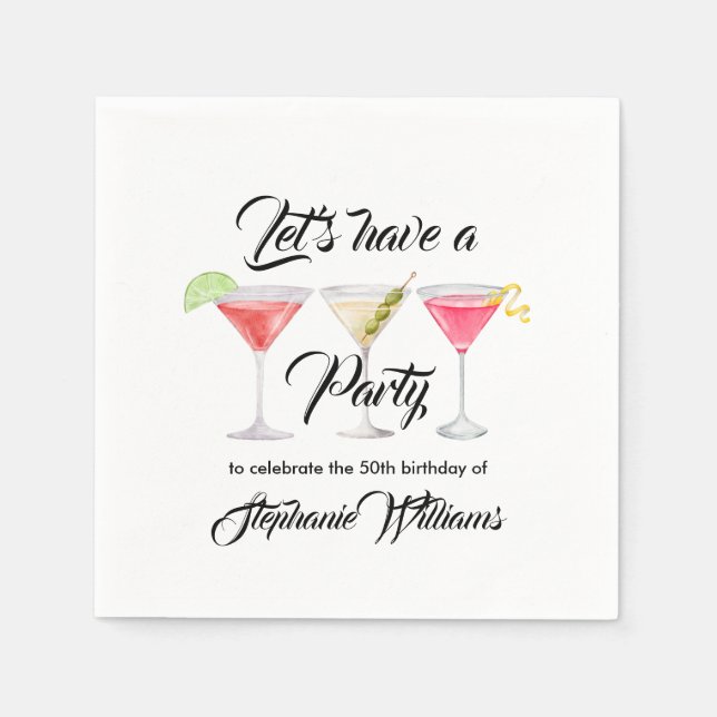 Frauencocktail Sommer 50. Geburtstagsparty Serviette (Vorderseite)