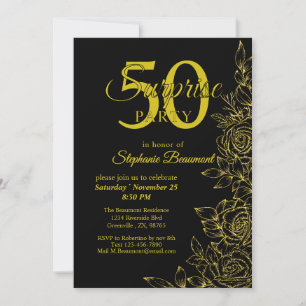 Frauenelegante Goldene Rose Blume 50. Geburtstag Einladung