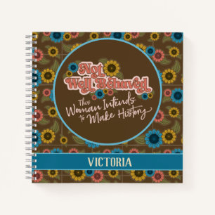 Frauenförderung Retro Hippie Floral Blue Notizbuch