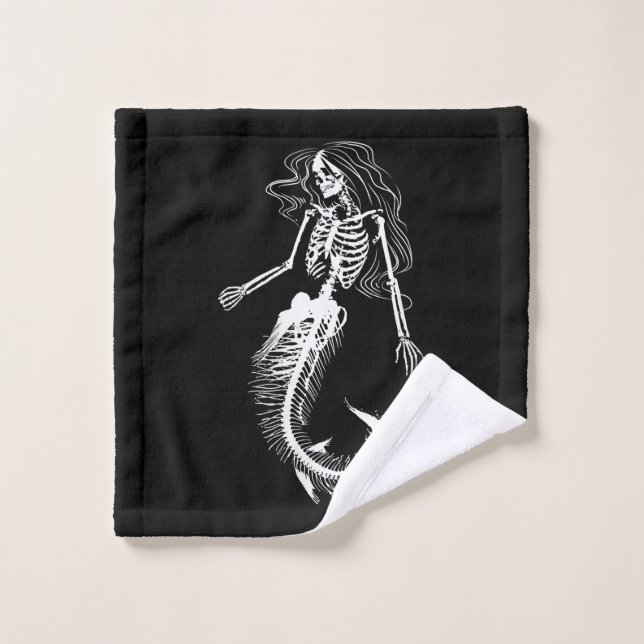 Frauenfunny Halloween Meerjungfrau Skeleton Gesche Waschlappen (Waschlappen)