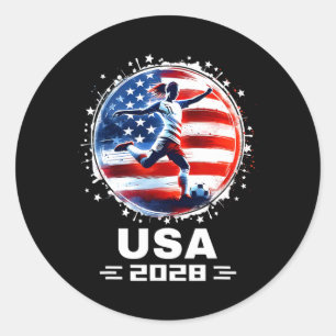 Frauenfußball-Amerikanische-Flagge-Fußballbekleidu Runder Aufkleber