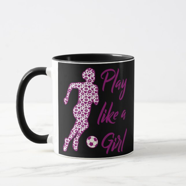 Frauenfußballspielermädchen  tasse (Links)