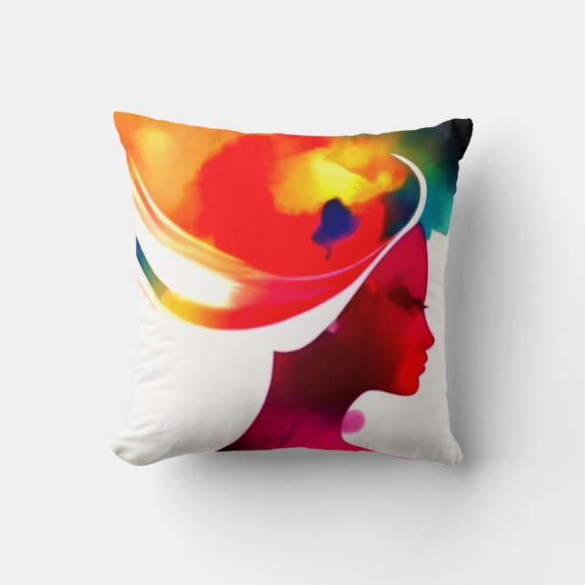 Frauengeschichte Monat niedliches Mädchen Canva Th Kissen (Vorderseite)