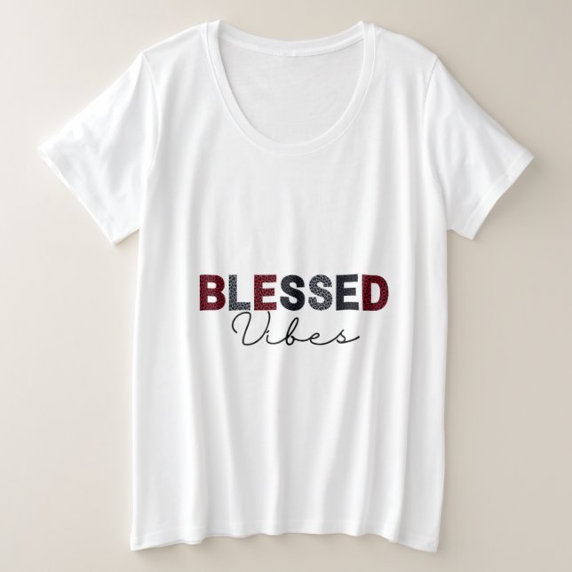 Frauengesegnetes Vibes Plus-Size-T-Shirt Große Größe T-Shirt (Design vorne)