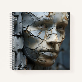 Frauengesicht, die von der alten Plakatwand herrüh Notizbuch