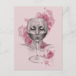 Frauengesicht in der surreal zeichnend Kunst aus W Postkarte