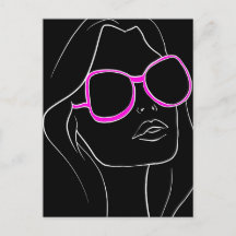 Frauengesicht in rosa Sonnenbrille Schwarz Retro