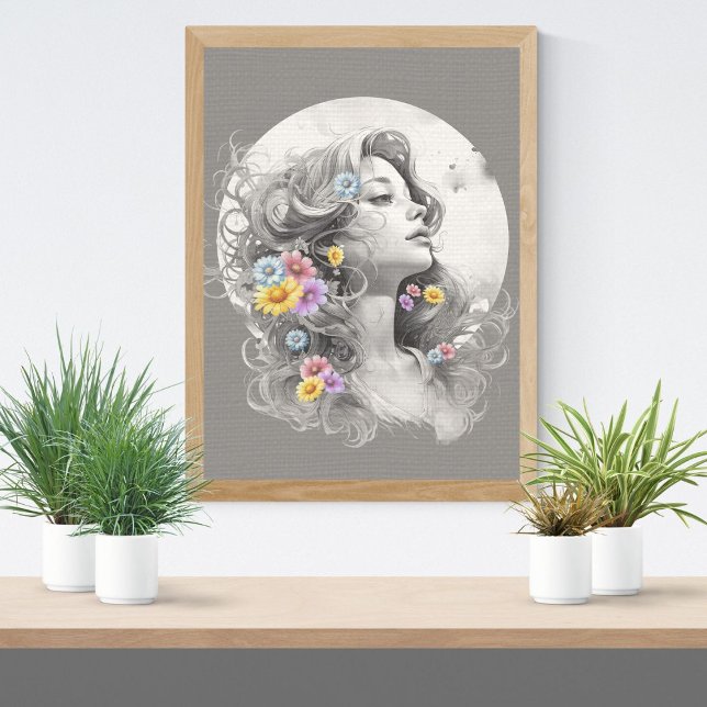 Frauengesicht mit Blumen strukturierte Effekt Post Poster (Von Creator hochgeladen)