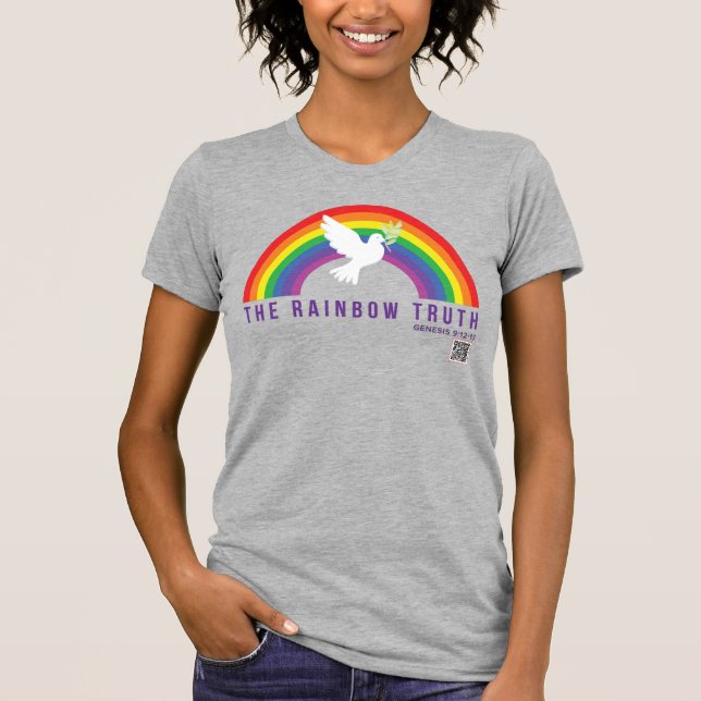 Frauengrau-T - Shirt-Regenbogenwahrheit-Taube T-Shirt (Vorderseite)