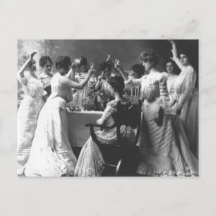 Frauengruppe Anfang der 1900er Champagne Toast Postkarte