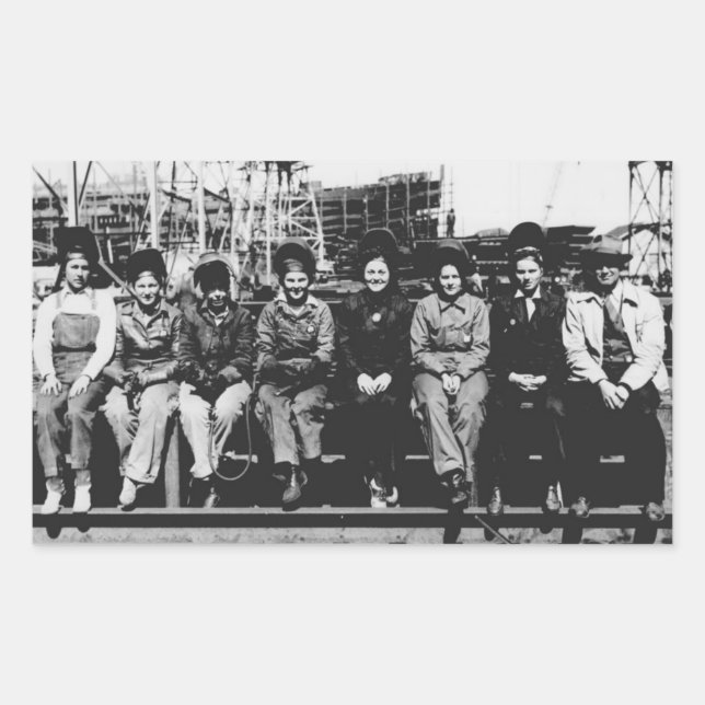 Frauengruppe Welders während des Zweiten Weltkrieg Rechteckiger Aufkleber (Vorderseite)