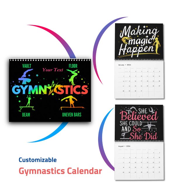 Frauengymnastik Motivierend Gymnast 2024 Kalender (Girls Gymnastics Calendar 2024 - Customizable motivational Women's gymnast wall calendar)