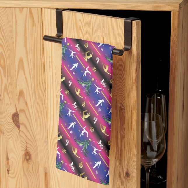 Frauengymnastik Weihnachtsbaum Geschirrtuch (Drittel gefaltet)