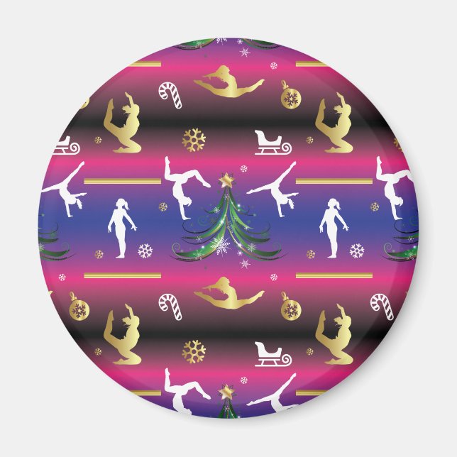 Frauengymnastik Weihnachtsbaum Magnet (Vorne)
