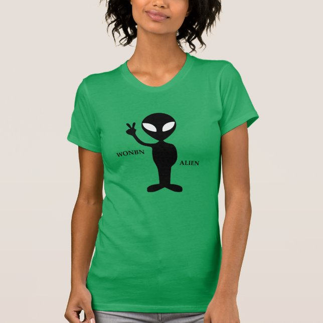 Frauenhalle mit Wonbn-Alien-Logo, grün T-Shirt (Vorderseite)
