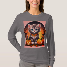 FrauenHalloween Gray Kitten T - Shirt