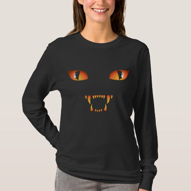 FrauenHalloween-Shirt Black Cat Shirt T-Shirt (Vorderseite)