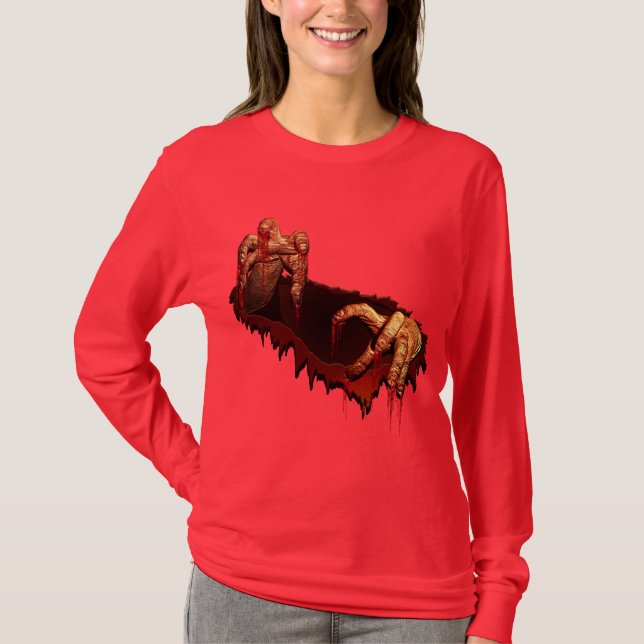 FrauenHalloween-Shirt Horror Zombie Untotes Shirt (Vorderseite)