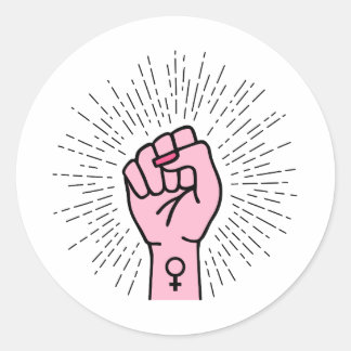 Frauenhand mit Frauensymbol Runder Aufkleber