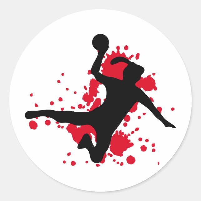 Frauenhandball-Handballzeichen Runder Aufkleber (Vorderseite)