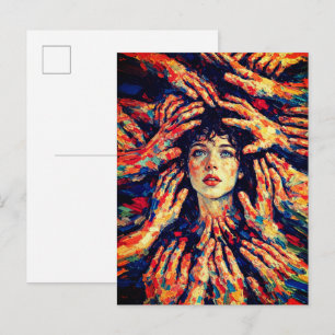 Frauenhände bedecken Gesicht Intensive Emotionen Postkarte