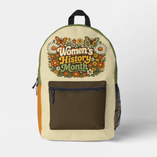 Frauenhistorikmonat Retro 70er Jahre Floral Groovy Bedruckter Rucksack