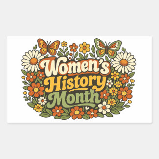Frauenhistorikmonat Retro 70er Jahre Floral Groovy Rechteckiger Aufkleber