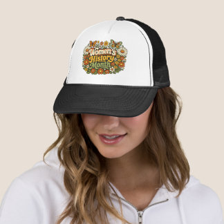 Frauenhistorikmonat Retro 70er Jahre Floral Groovy Truckerkappe