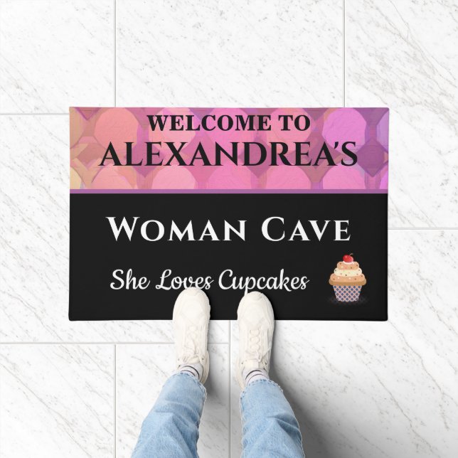 Frauenhöhle Rosa Abstraktes Muster personalisieren Fußmatte (Indoor)