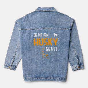 Frauenhunde-Outfit Mama Die Dem Husky Jeansjacke