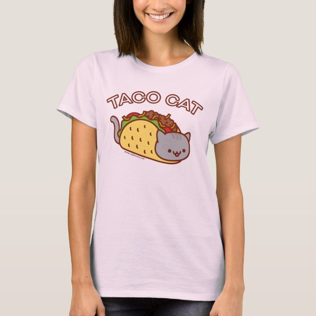 Frauenkatzen-T - Shirt - "TACO CAT" (Vorderseite)