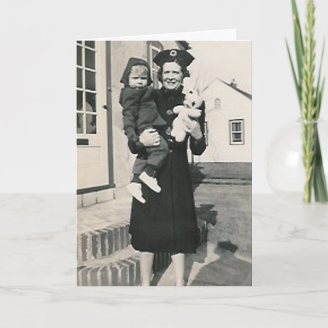 Frauenkind und Häschengrußkarte Feiertagskarte (Vorderseite)