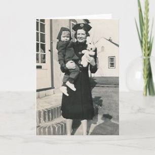 Frauenkind und Häschengrußkarte Feiertagskarte