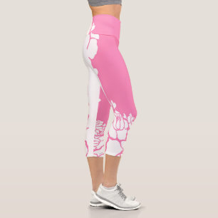 Frauenkompression mit weißer Blüte Capri Leggings
