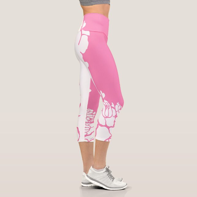 Frauenkompression mit weißer Blüte  Capri Leggings (Rechts)