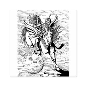 FRAUENKRIEGERIN, PEGASUS FANTASY HERO FLIEGT GUMMISTEMPEL