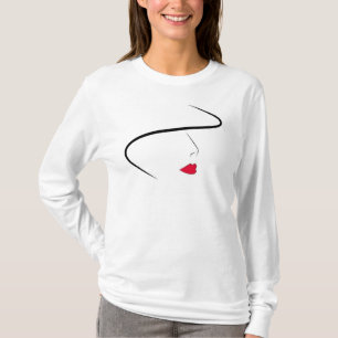 Frauenliniengesicht mit Hat-Tee-Shirt T-Shirt