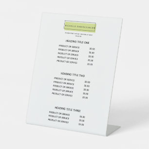 Frauenlogo Grün Preisliste für Salon Wellness- Sockelschild