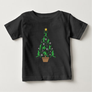 Frauenmädchen Softball Weihnachtsbaum Baby T-shirt