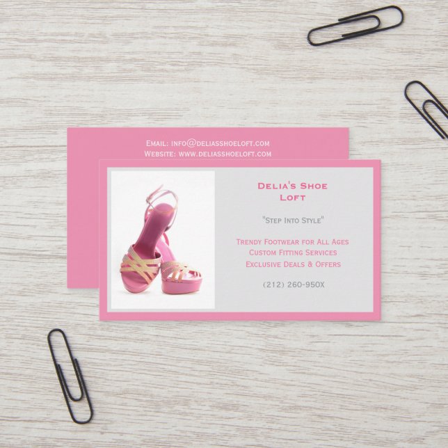 Frauenmode Schuhe rosa High Heels Visitenkarte (Vorderseite/Rückseite Beispiel)