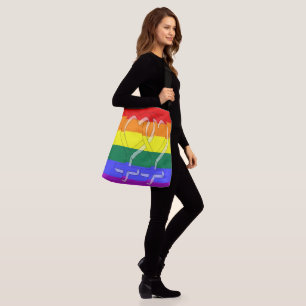 Frauenpaarstypsymbole Regenbogenfarben Tragetaschen Mit Langen Trägern