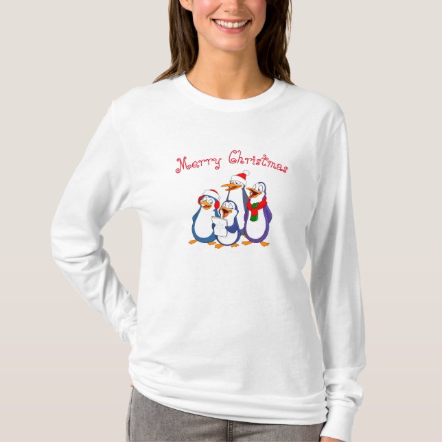Frauenpenguin Frohe Weihnachten Shirt (Vorderseite)