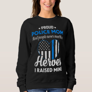 Frauenpolizei Mama Blaue Linie Fahne Herz Proud Ma Sweatshirt