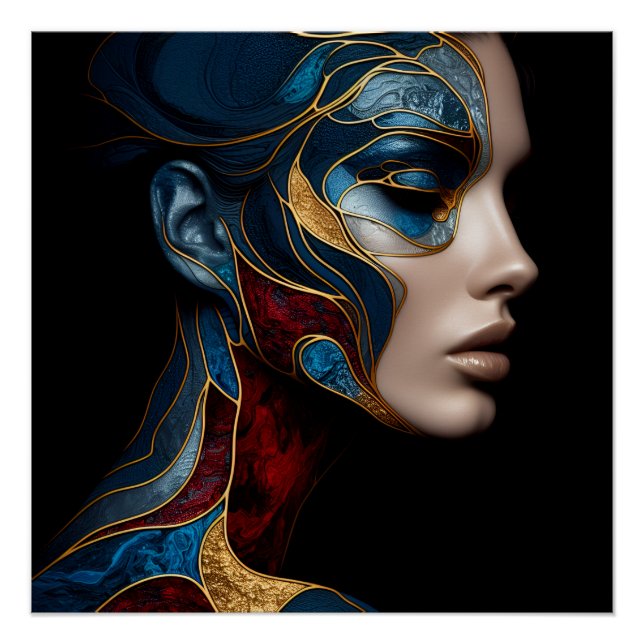 Frauenportrait in Abstrakt Poster (Vorderseite)