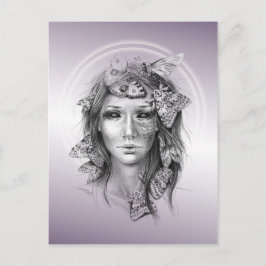 Frauenportrait mit Moths Surreal Dark Fantasy Art Postkarte